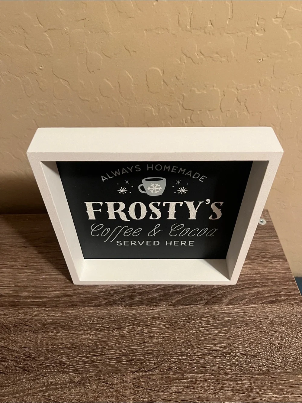 Target Wondershop Frosty’s Coffee Cocoa Sign Christmas Holiday Blue White NWT